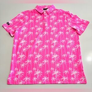 Sunday Swagger Polo Shirt Men's Large Stylin Pink Golf Performance Palm Tree